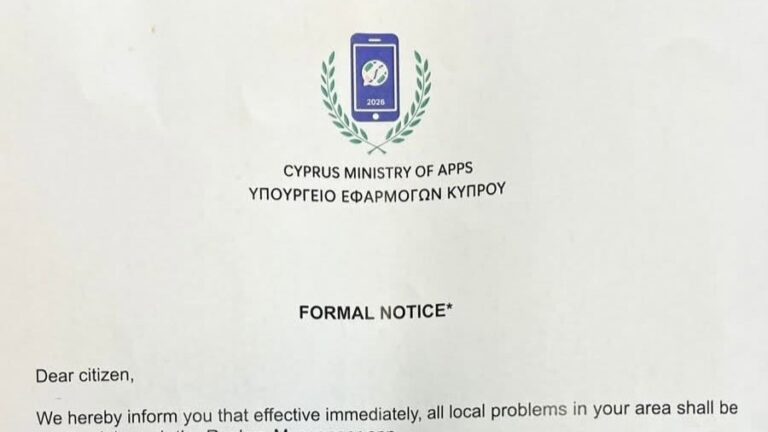 PHOTO: They are portraying the… nonexistent “Cyprus Ministry of Implementation” and supposedly promising solutions to the neighborhood’s problems