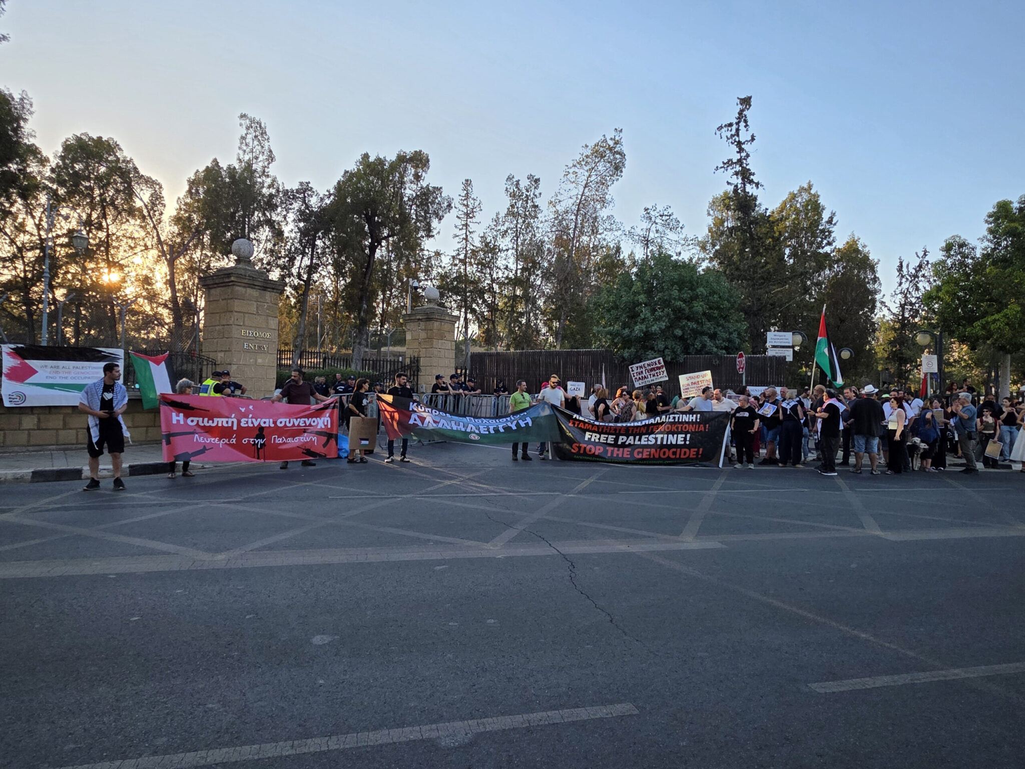 PHOTO: Protesters gathered outside the Presidential Palace to demonstrate against the “Peace Council” for Gaza