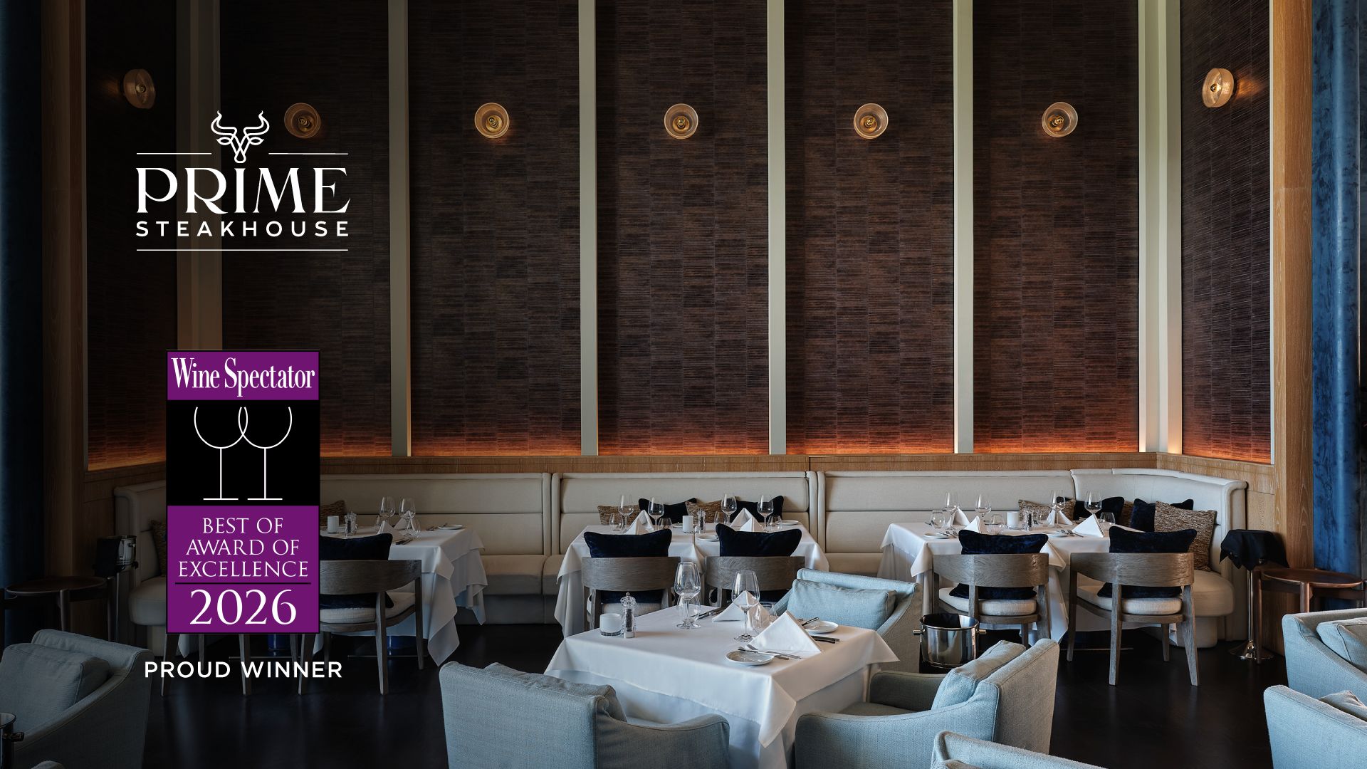Prime Steakhouse is the first hotel restaurant in Cyprus to receive the Best of Award of Excellence from Wine Spectator