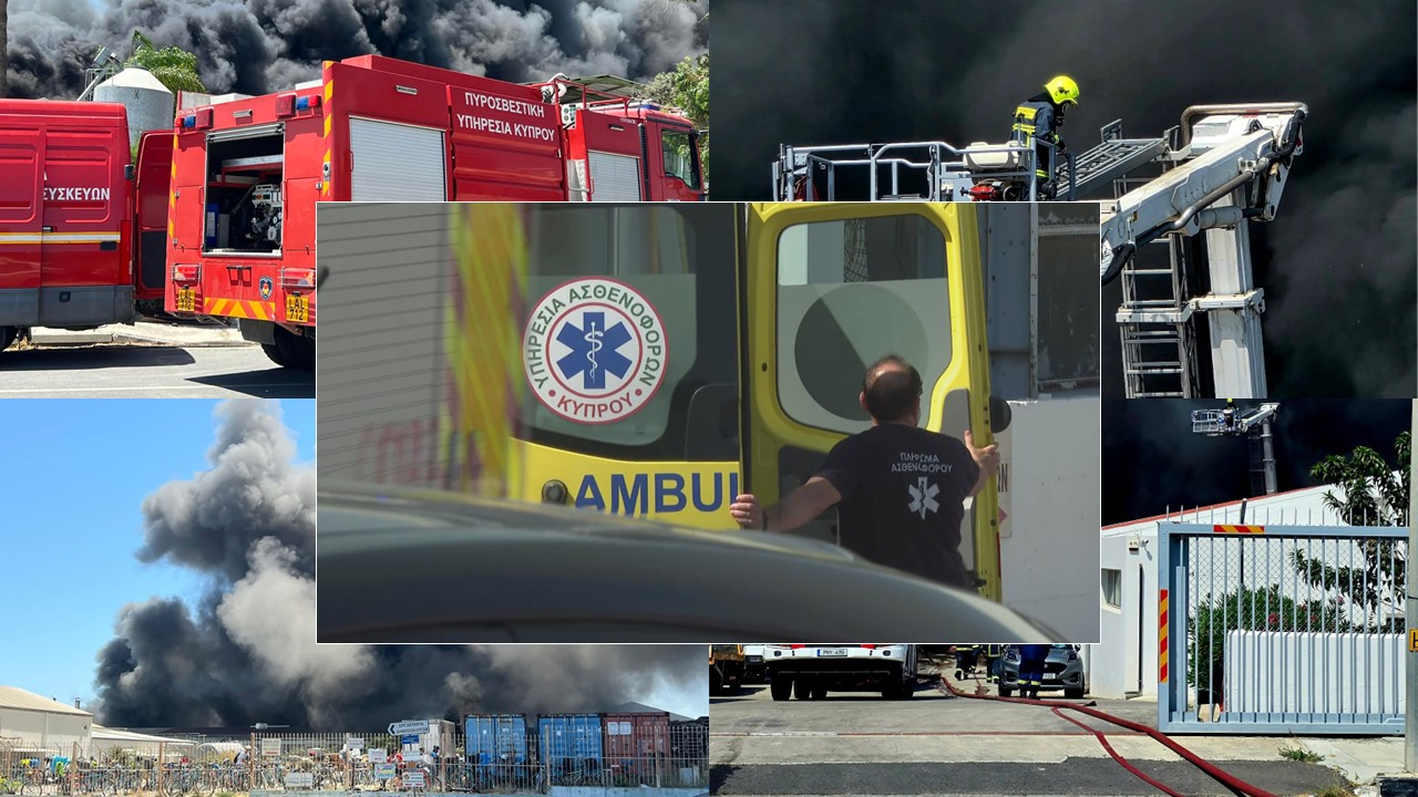 PHOTO: Fire at the Aradippou factory out of control; firefighters received first aid