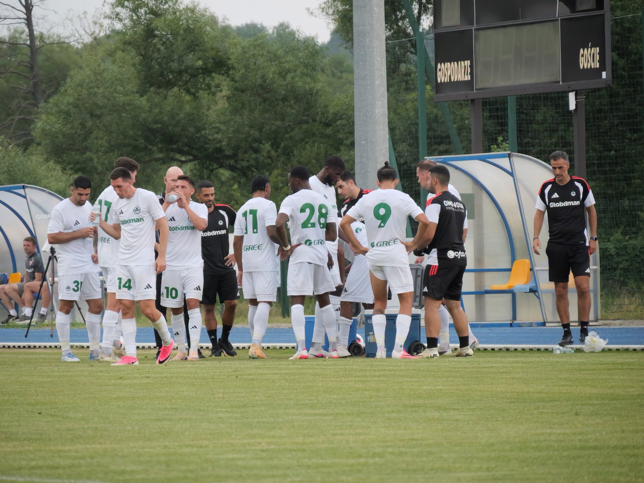 Omonia's starting lineup against Korona Kielce