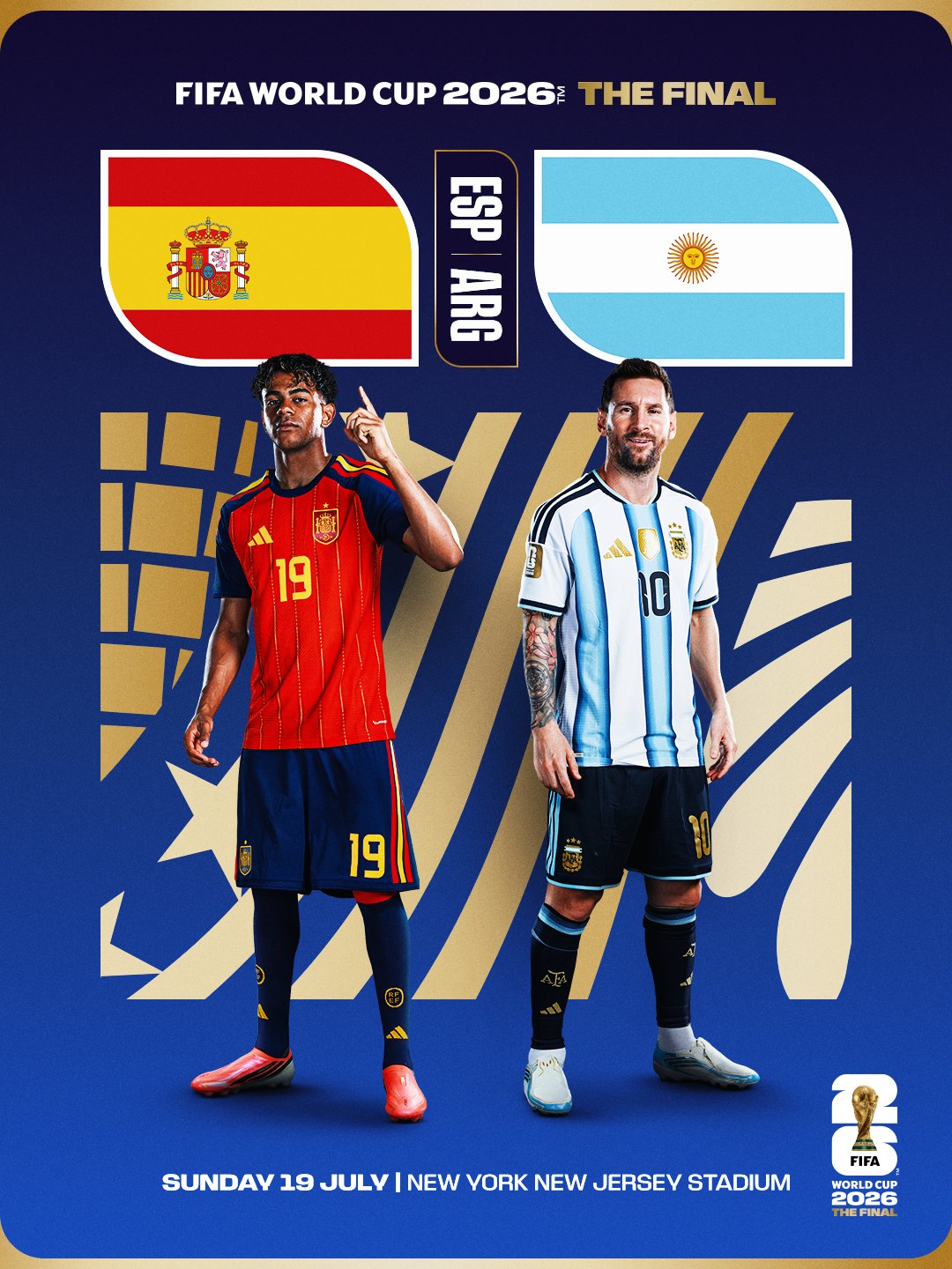 Which jerseys will Spain and Argentina wear in the World Cup final?