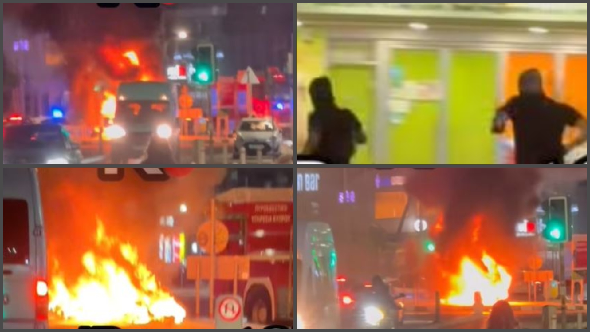 Authorities are searching for the identities of the hooded youths who set tires on fire on Kolonaki Street