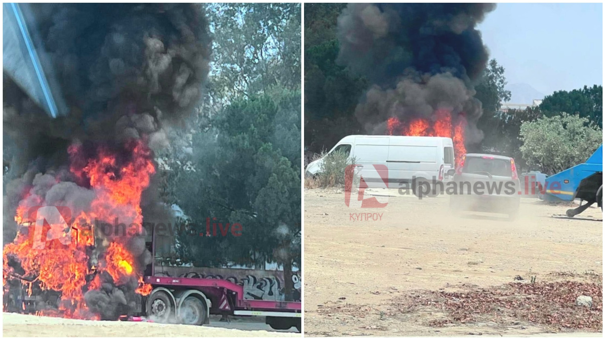 Just as the driver was trying to start the truck, a fire broke out in Strovolos (PHOTO)