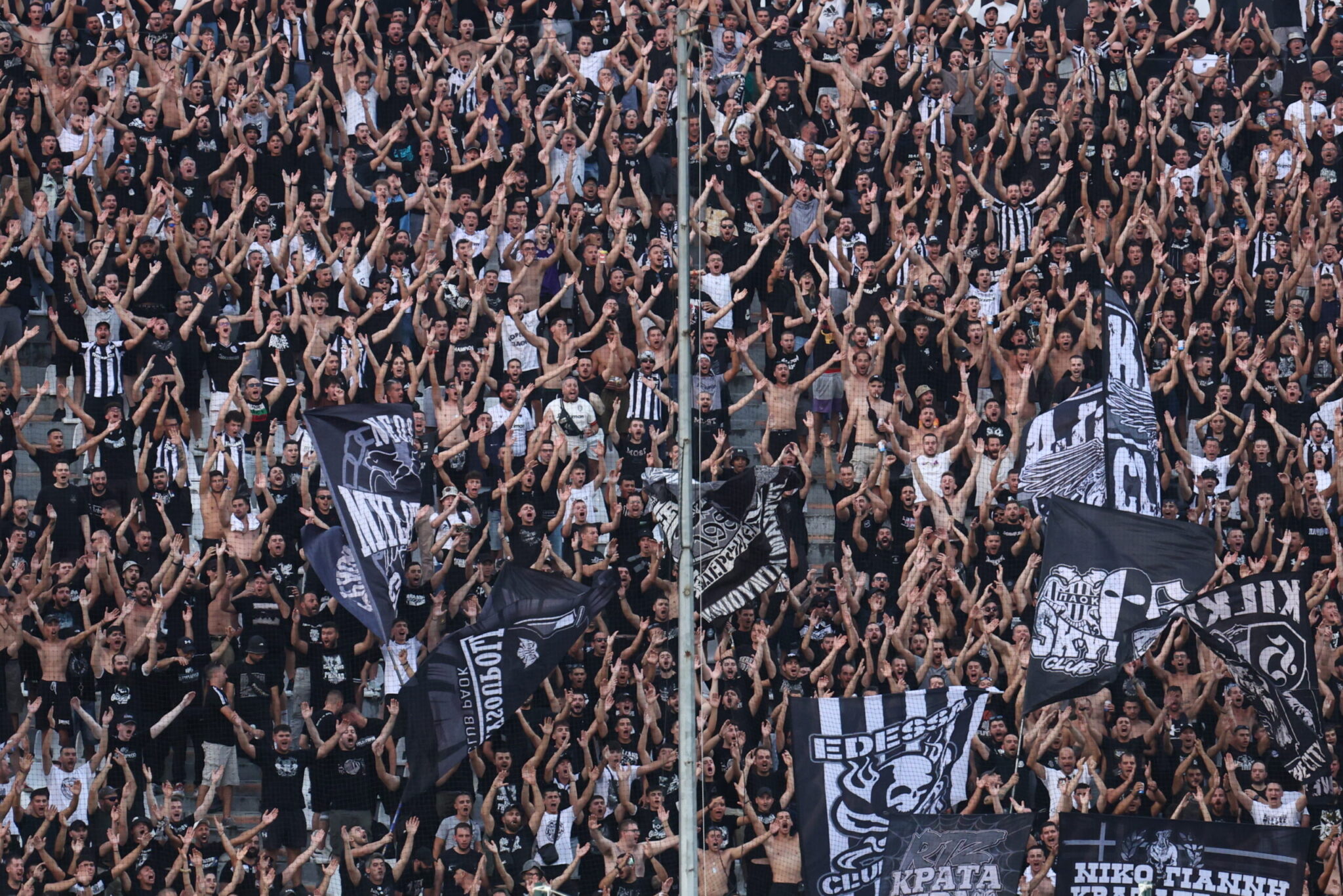 PAOK fans at Toumba Stadium to celebrate the signing of Konstantelia