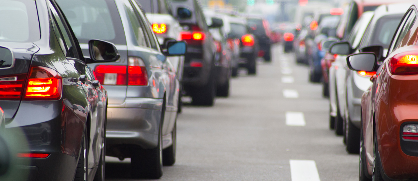 Attention drivers: Lane closure and traffic congestion on the highway due to construction