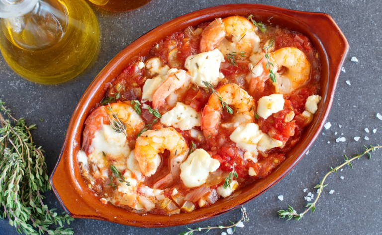 Saganaki Shrimp with Feta