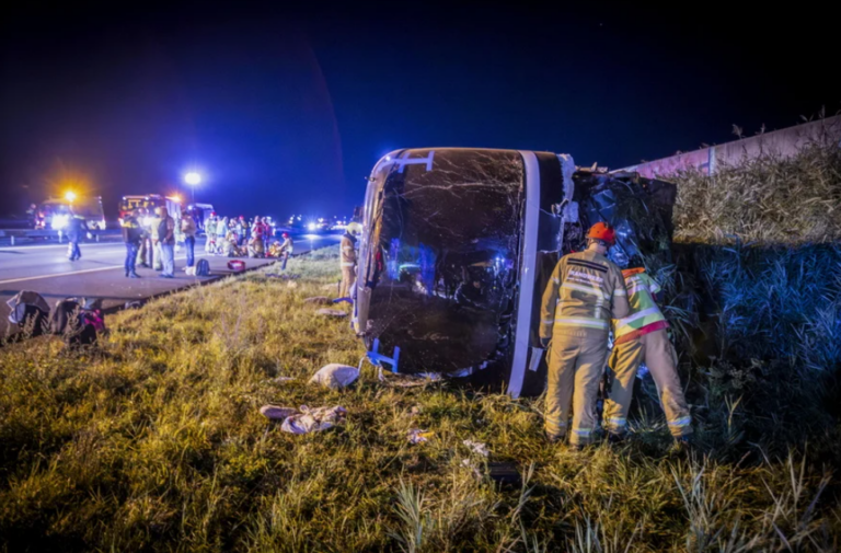 PHOTO: A school bus in the Netherlands collided with a truck; 20 people were injured
