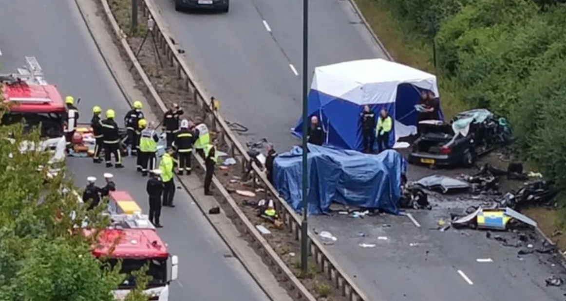 Deadly Car Accident in England: Vehicle Drove into Oncoming Traffic and Collided with a Patrol Car
