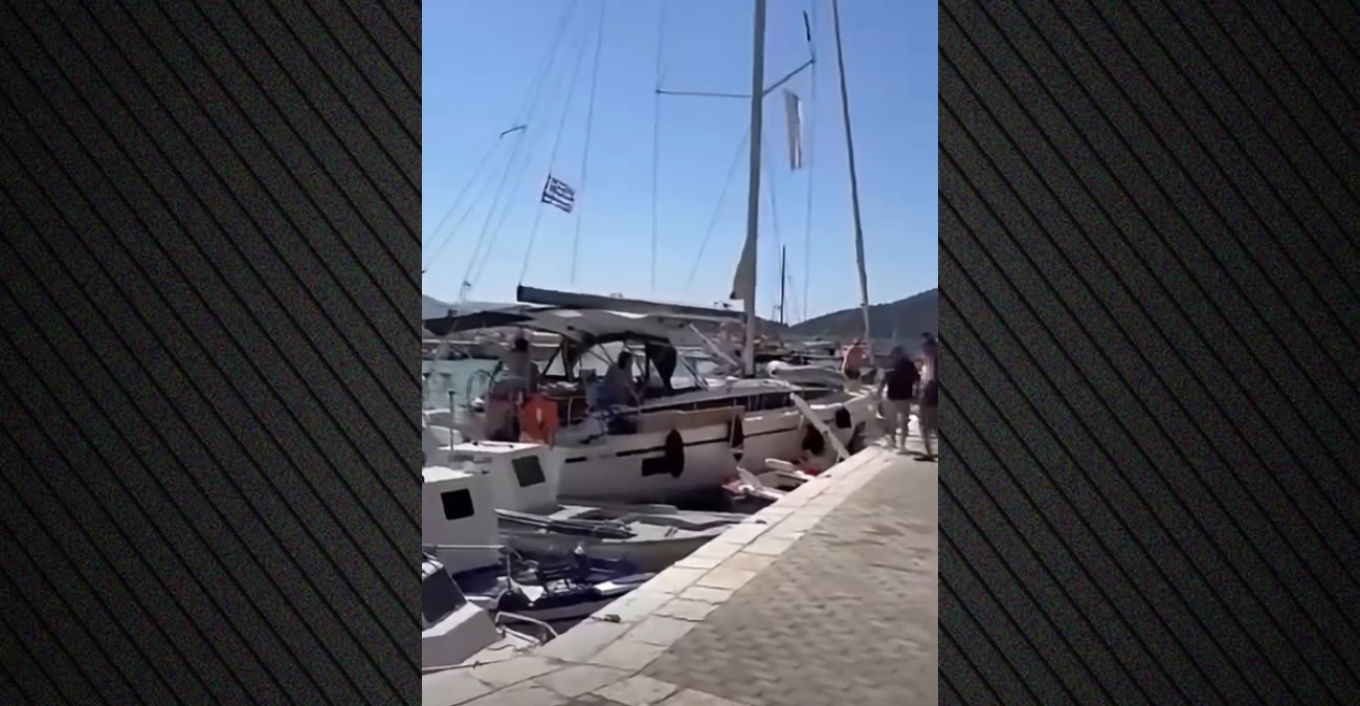 VIDEO: The moment a sailboat "crashes" into moored boats in Lefkada