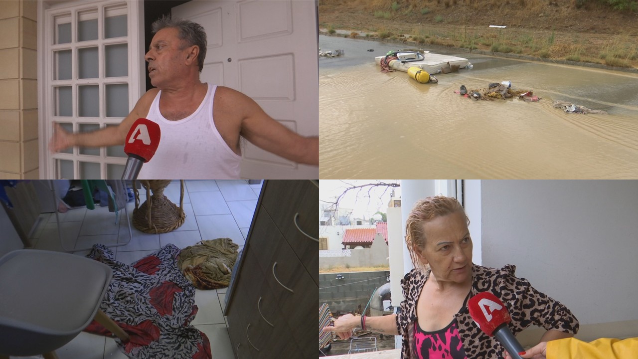 Scenes of chaos in Nicosia following the natural disaster: Piles of debris in the water, roads blocked, and homes flooded