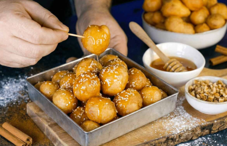 Loukoumades with honey
