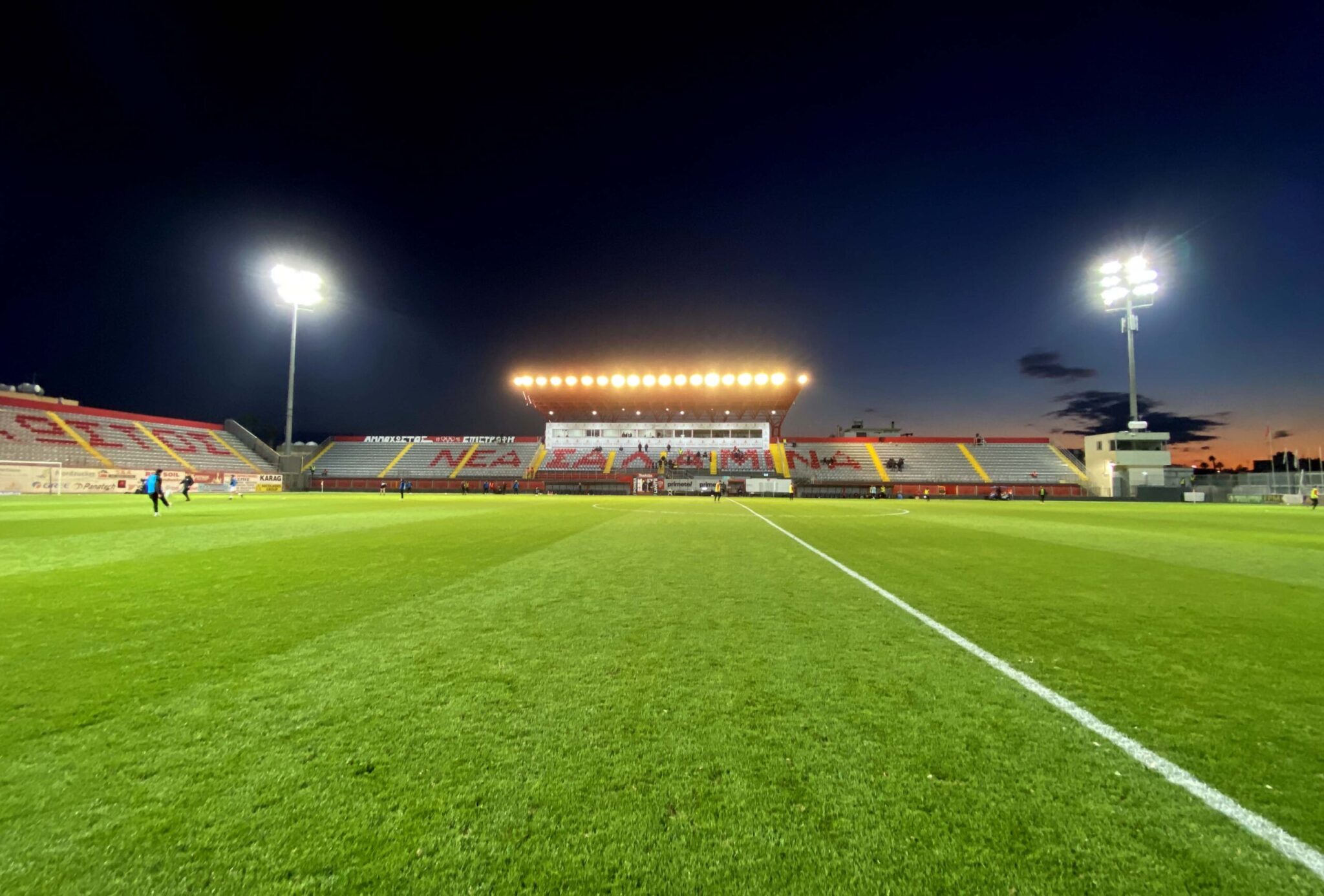 The starting lineups for Nea Salamina vs. AEK