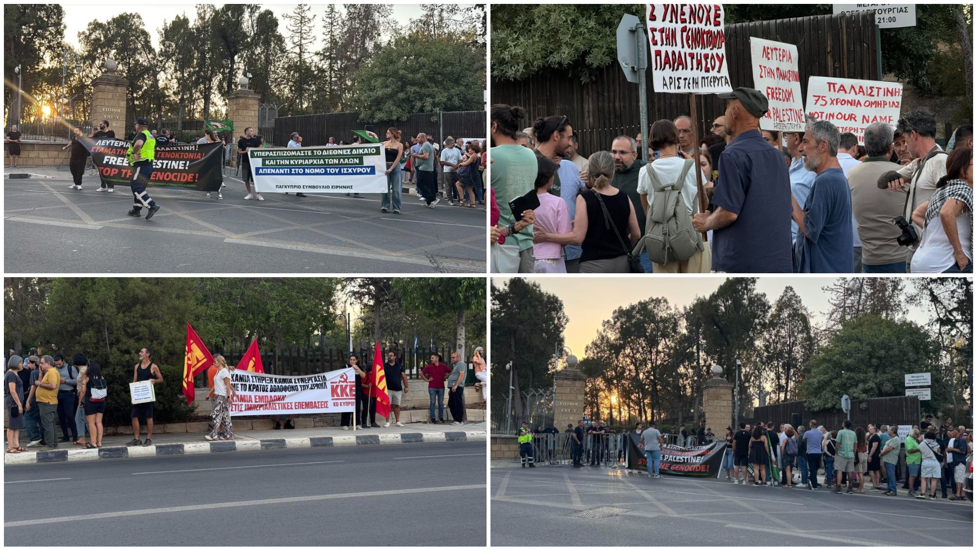 VIDEO & PHOTOS: Protesters chanting slogans in support of Palestine demonstrate outside the Presidential Palace against Herzog’s visit
