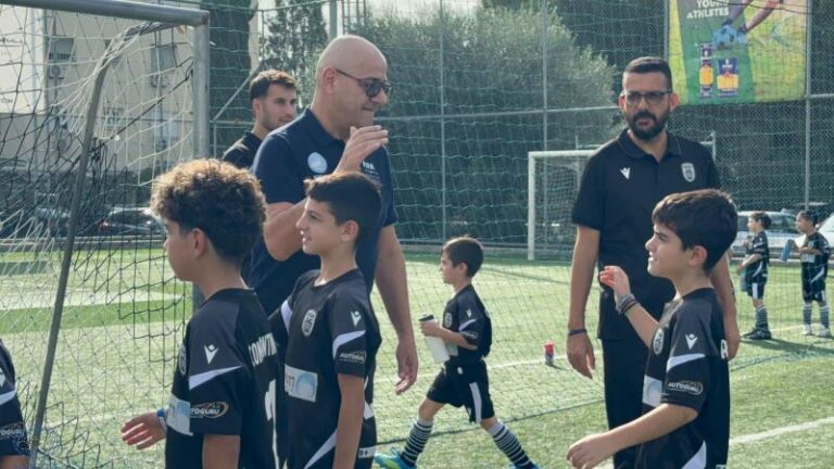 The president of the cyprus football association at the opening of the grassroots youth championships