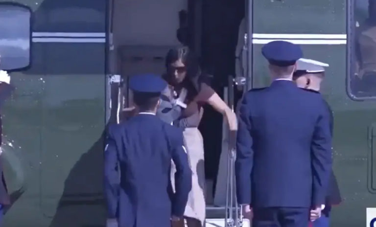 VIDEO: Ousa Vance stumbled and slipped while getting out of the helicopter with her newborn
