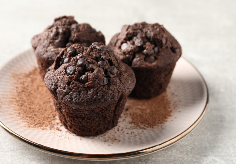 Muffins with yogurt, chocolate, and banana