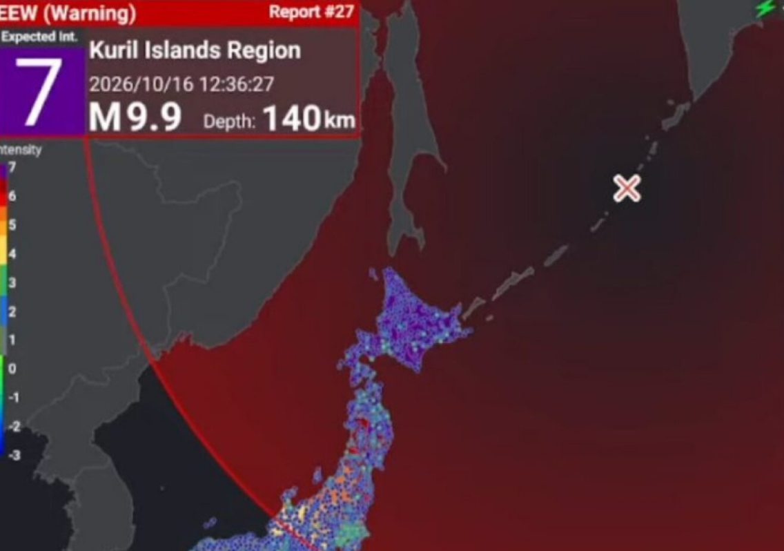Alarm over a 9.9-magnitude earthquake in Japan due to an error by the Meteorological Agency