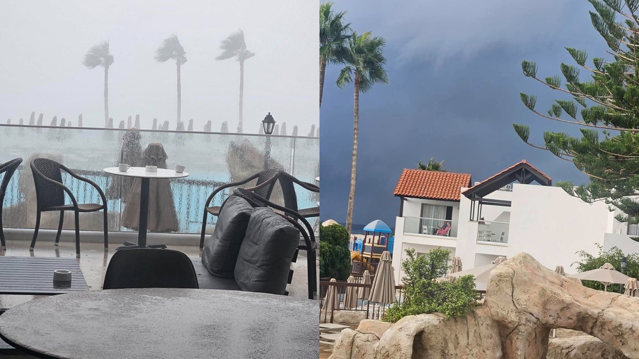 VIDEO & PHOTOS: The bad weather began in Paphos; a road was closed due to a river overflowing