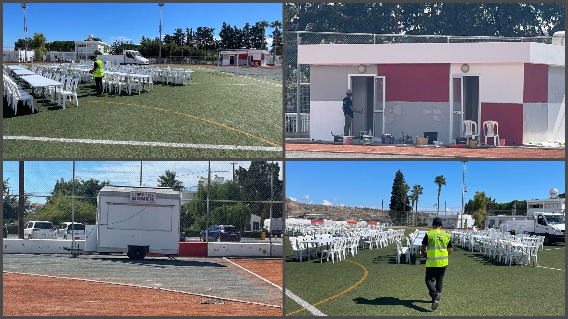 PHOTO: Tables are being set up and walls are being painted in Pyla to welcome Christodoulides and Erhurman for the first time